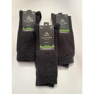 3pk Alpine Design Mens Thermolite Merino Wool Boot Socks Grey Large 8-12